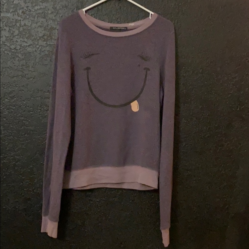 Wildfox happy face eyelashes tongue bbj sweater